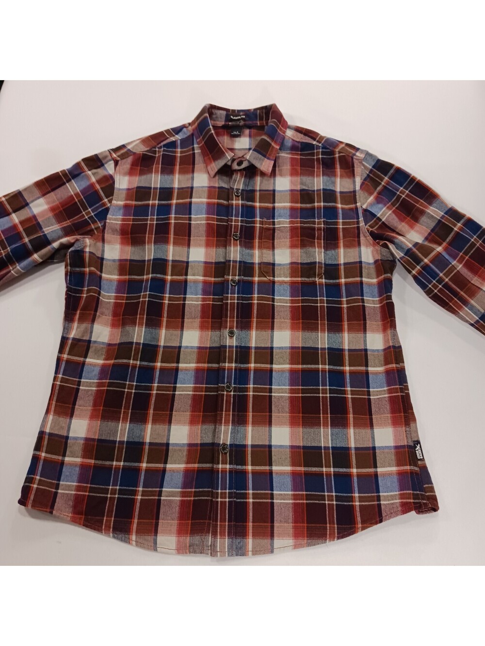 Eddie Bauer Classic Fit Men's Red/Blue Flannel Plaid Button-Up Shirt Size Large - Picture 11 of 16